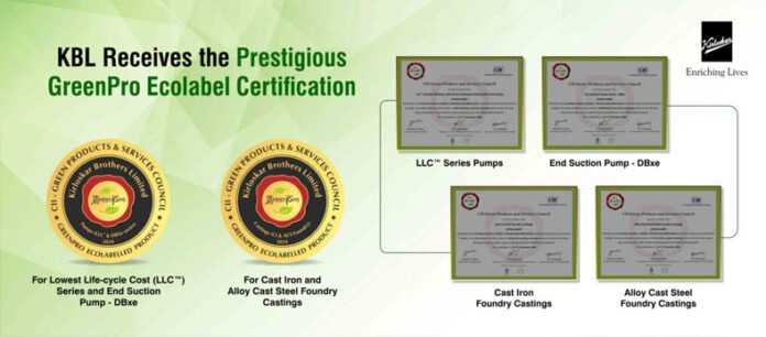 Kirloskar Brothers Limited Earns Coveted GreenPro Ecolabel Certification