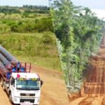 East African Crude Oil Pipeline with industrial pumps and heated infrastructure at construction site.